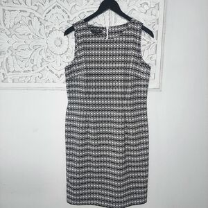 Mario Serrani Geometric Print Sleeveless Sun Dress Black White Size 12